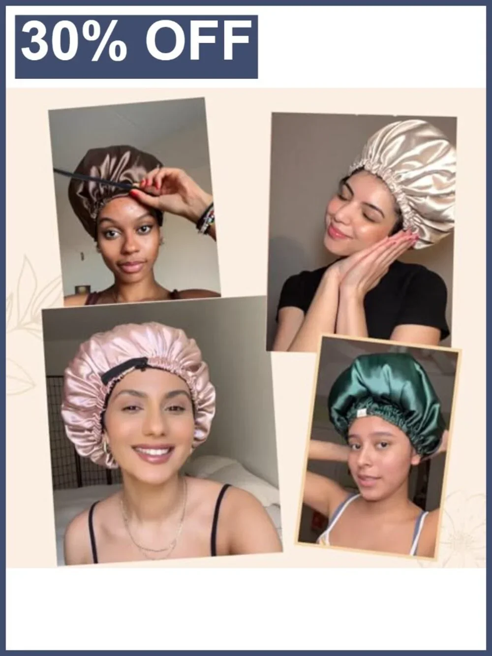 Adjustable Satin Bonnet Silk Feeling Hair Wrap Reduce Frizz Sleep Cap